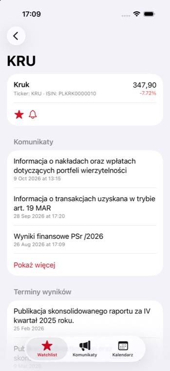Company detail screen